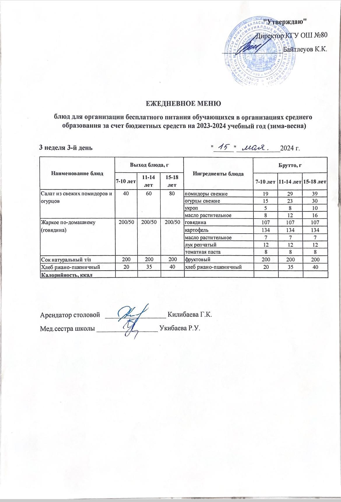 Ежедневное меню