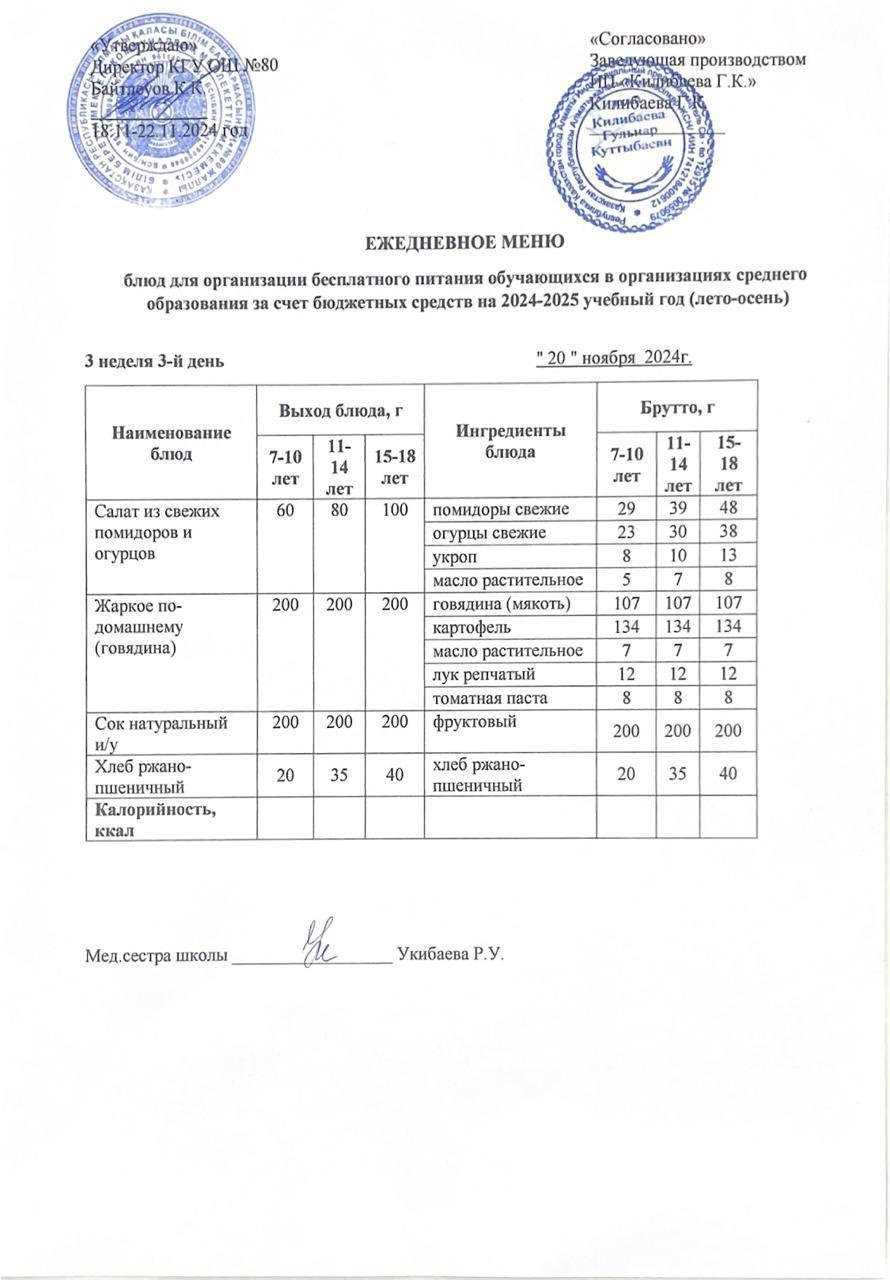 Ежедневное меню