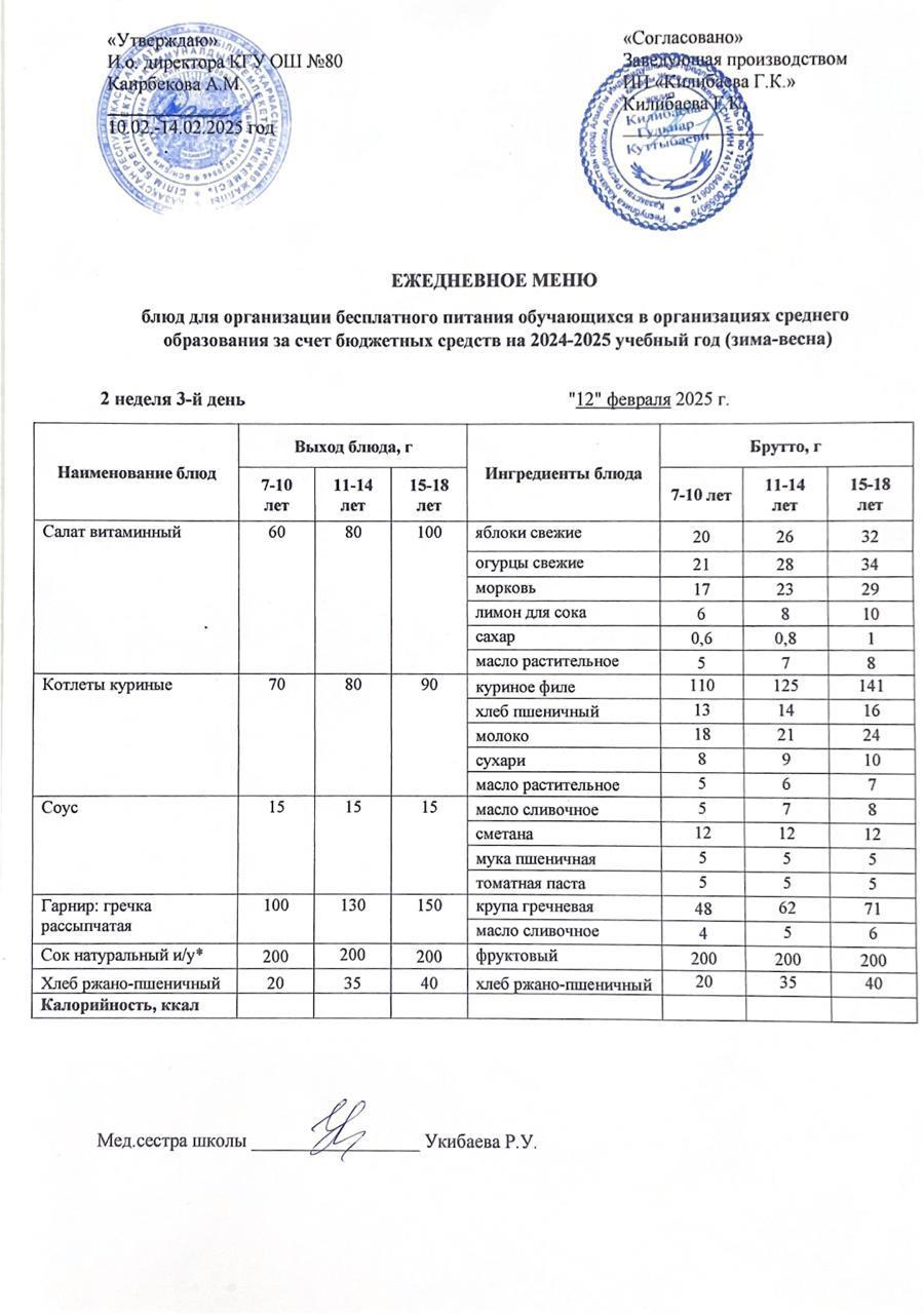 Ежедневное меню
