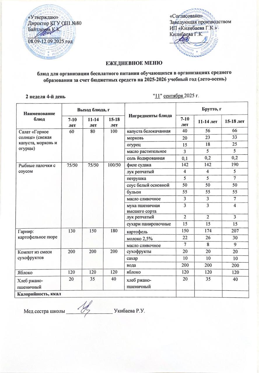 Ежедневное меню