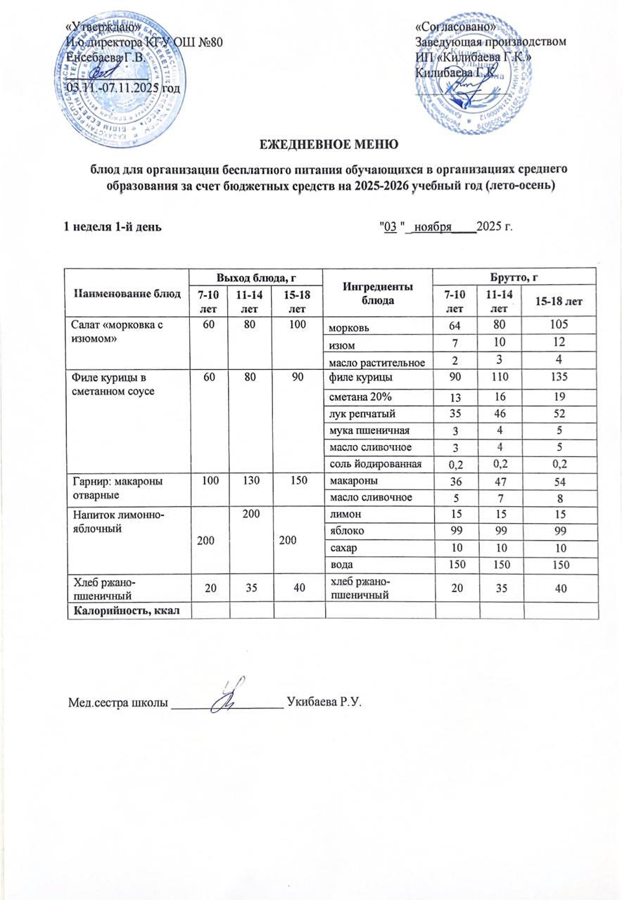 Ежедневное меню