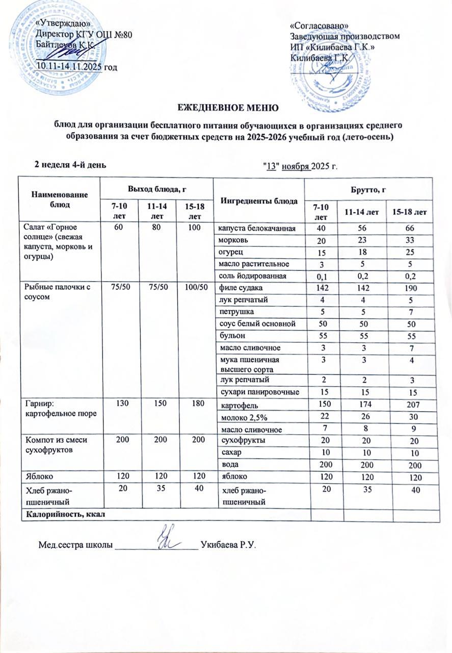Ежедневное меню