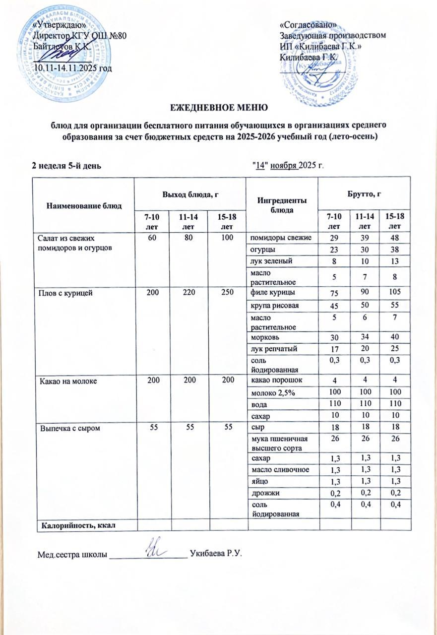 Ежедневное меню