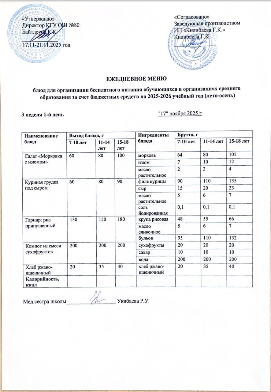 Ежедневное меню